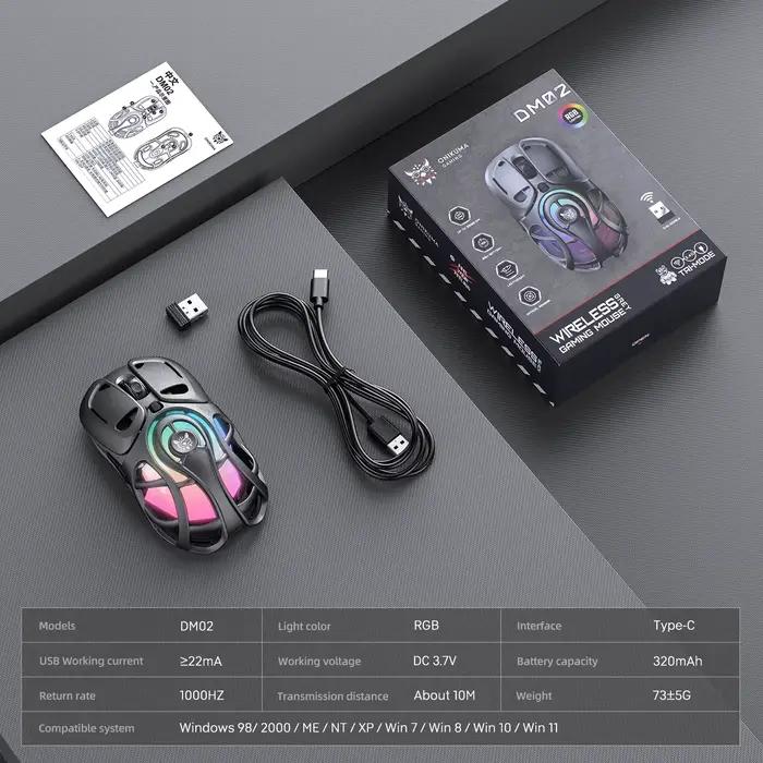 ONIKUMA 2025 nouveau modèle de souris de jeu sans fil légère et évidée Type DM02 longue Endurance ta