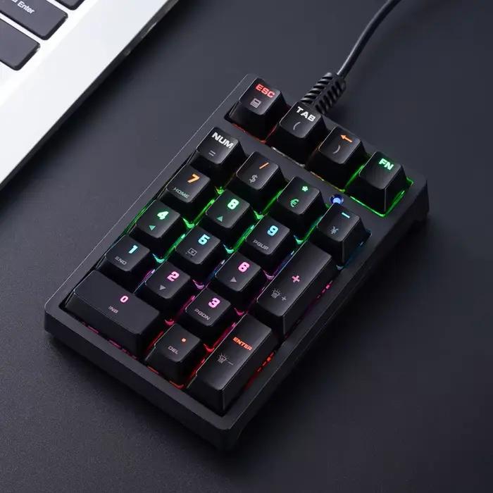 APAYADO T21 clavier numérique 21 touches clavier numérique mécanique filaire, lumières multicolores
