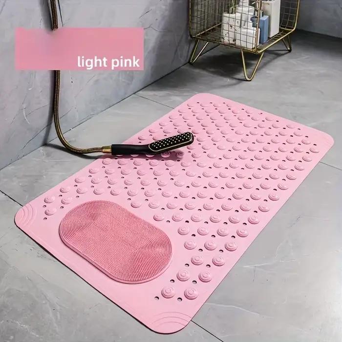 Tapis de bain antidérapant en PVC bleu clair - Tapis de sécurité rectangulaire pour douche et salle