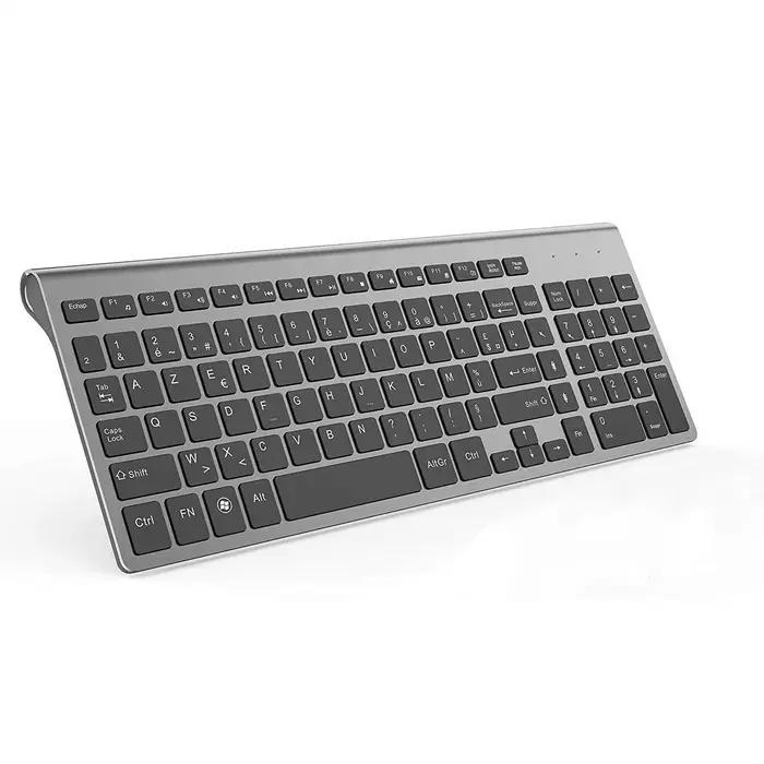 Clavier Sans Fil (AZERTY Disposition) 2,4Ghz Ultra-Fins Compacte Clavier, Portable Silencieux 2400 D
