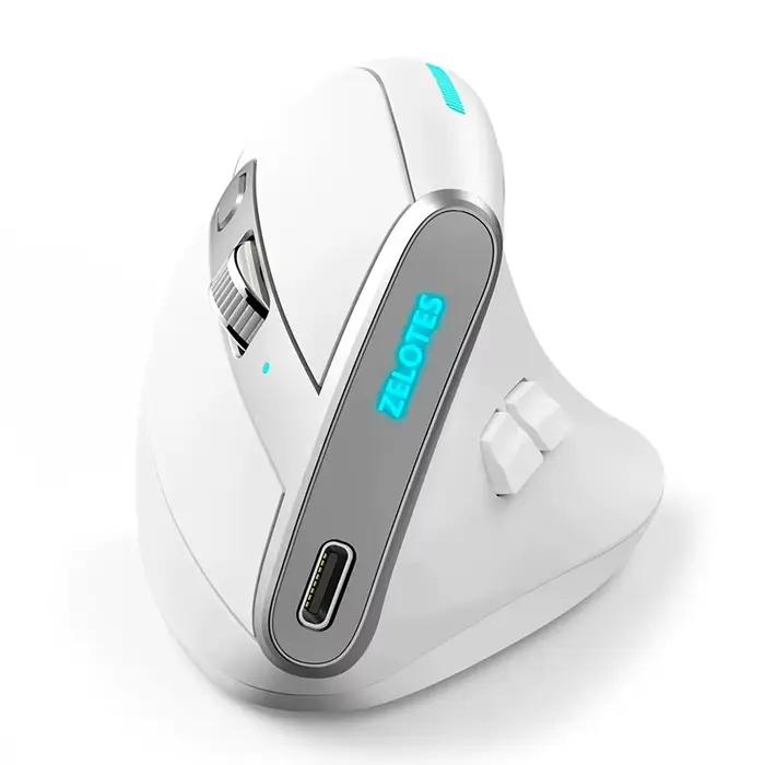 ZELOTES F36 souris verticale 2.4G Bluetooth ergonomique 4000DPI 8 boutons muets programmation souris