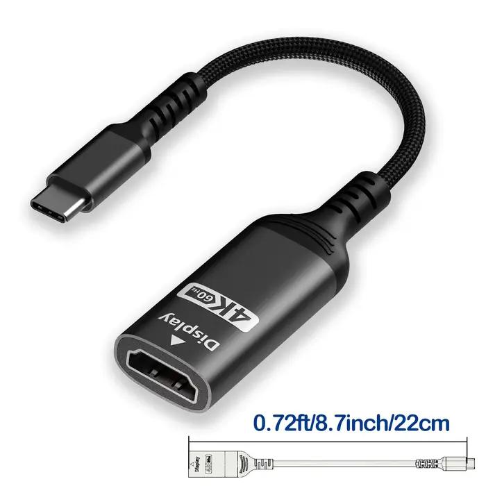 Adaptateur USB C vers HDMI 4K@60Hz Plug and Play, Câble Convertisseur Type C vers HDTV pour Ordinate