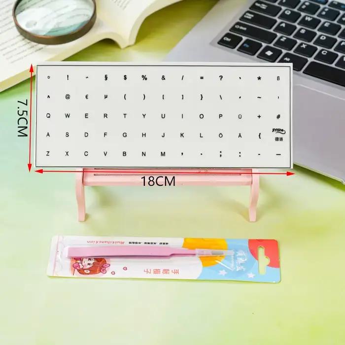 Autocollants de lettres pour clavier allemand avec pincettes pour touches de bureau et d'ordinateur