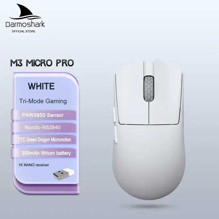Darmoshark souris de jeu M3 Micro Pro sans fil 8K Tri-Mode PAW3950 30000DPI N52840 Macro jeu Mosue l