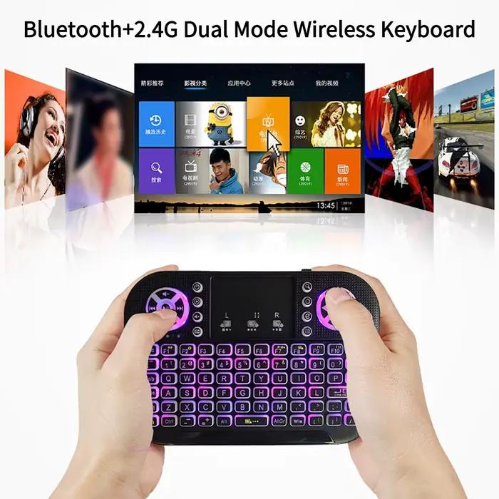A8 Mini clavier Bluetooth 2.4G double Mode touche portable rétro-éclairé souris pavé tactile télécom