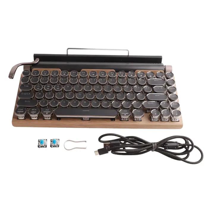 Vopewriter-Clavier mécanique vintage sans fil 83 prédire, avec interrupteur rond en métal bleu