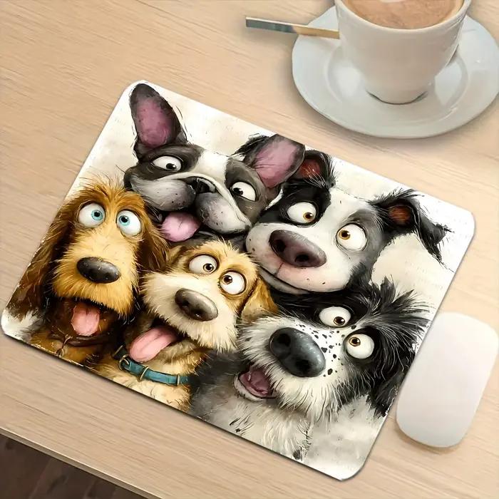Tapis de souris, tapis de souris de jeu avec motif de chien en selfie, adapté aux fournitures de bur