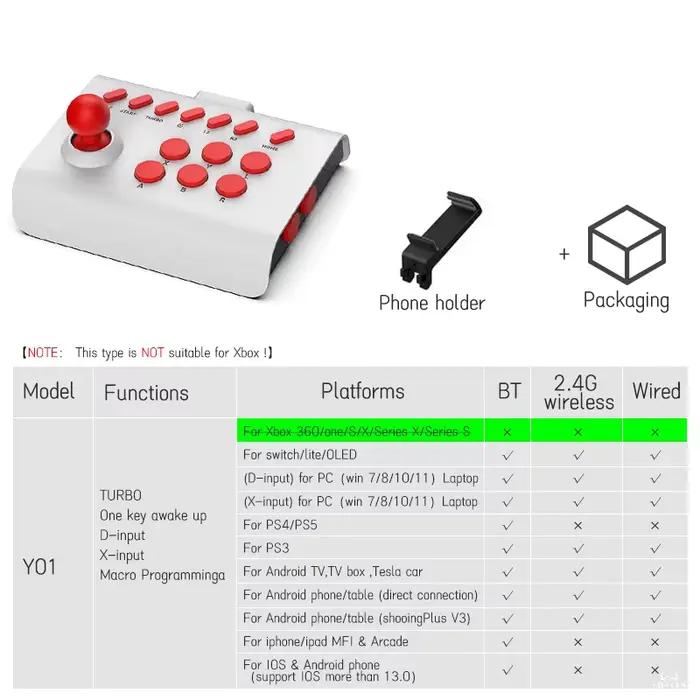 Joystick d'arcade BSP-Y01, contrôleur de jeu sans fil pour PC/Android/ios/Switch/PS3/PS4, bâton de j
