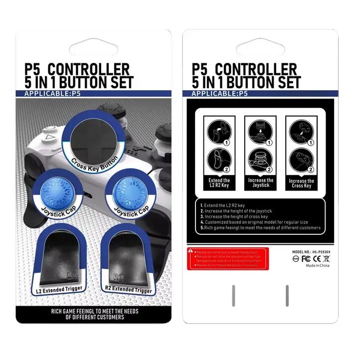 Kit d'accessoires PS5, compatible avec le contrôleur DualSense, joystick à poignée de pouce + prolon