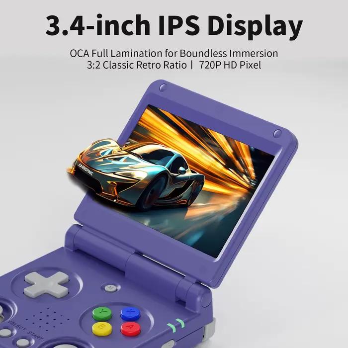 Console de jeu Anbernic RG34XXSP 3,4 pouces IPS Linux 64 bits, processeur quad-core H700, 1 Go, lect