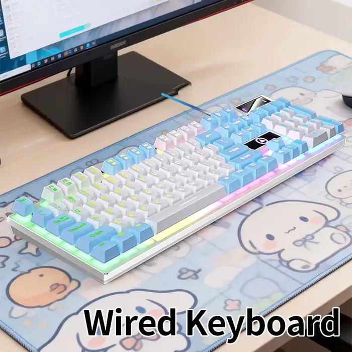 Clavier filaire silencieux, sensation mécanique, capuchons de touches flottants pour jeu, bureau, sa