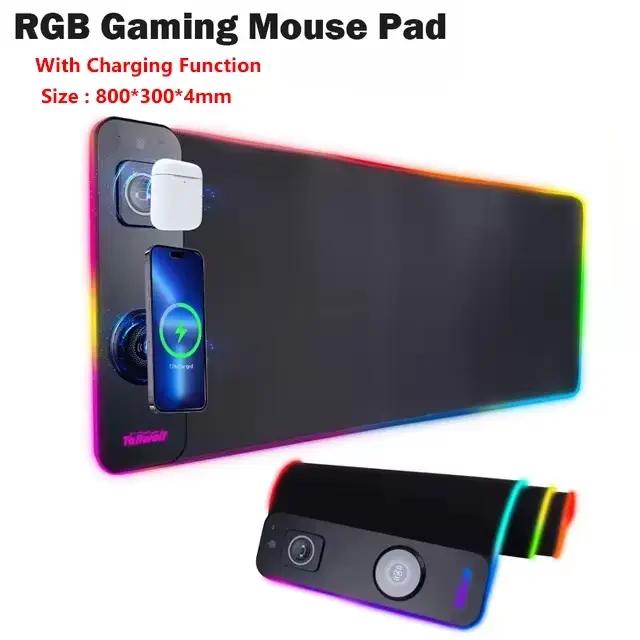 Tapis de souris RGB 3-en-1 avec charge magnétique sans fil, tapis de souris de jeu pour PC, ordinate