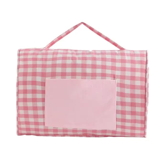 Polymères de sieste pour tout-petits à carreaux avec oreiller Minky, conception Rollup, couverture p