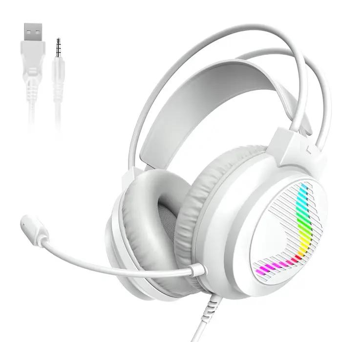 Casque de jeu filaire avec son 360° ° Microphone rotatif et éclairage RVB, conçus spécifiquement p