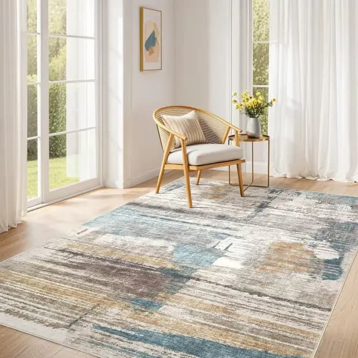 Tapis d'art abstrait moderne, motif géométrique, antidérapant, lavable, pour salon, chambre à couche