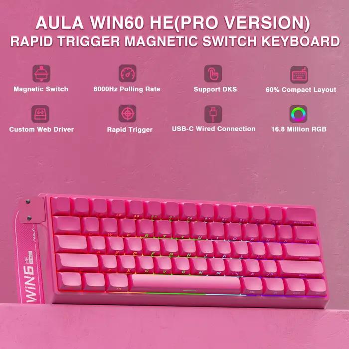 WIN60PRO clavier à interrupteur magnétique déclencheur rapide 8K retour RGB Hotswap 60% disposition