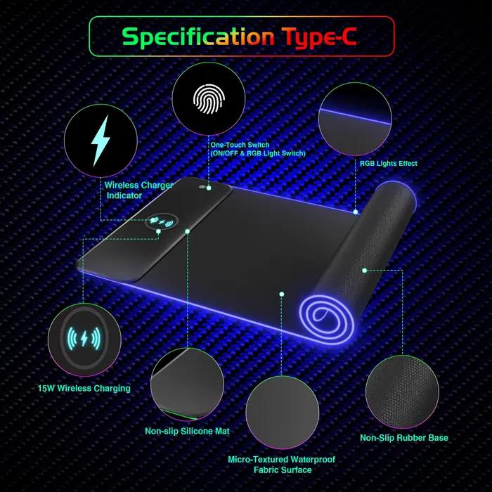 Tapis de souris lumineux rvb