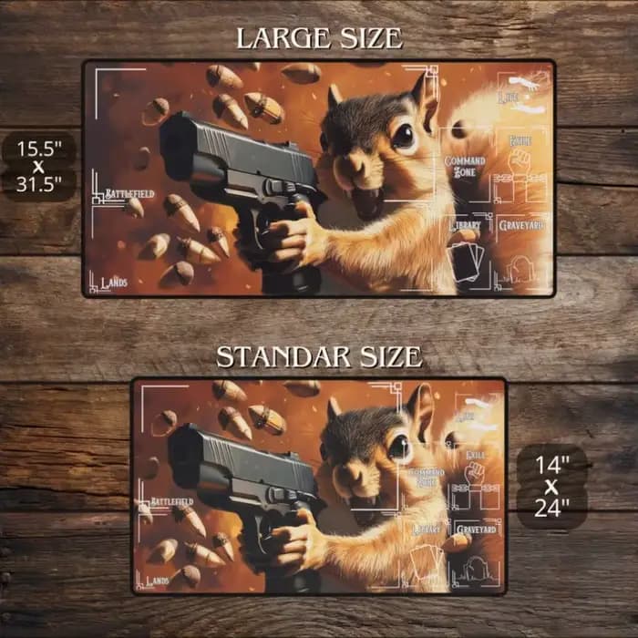 Tapis de jeu Squirrel Gun pour les fans de MTG, tapis de bureau amusant sur le thème de l'anime, tapis de jeu personnalisé pour jeux de cartes Magic, tapis de souris Meme, accessoires MTG, tapis de je