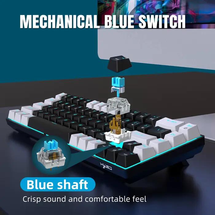 Offre spéciale HXSJ V800 68 touches clavier filaire commutateur échangeable à chaud ergonomique bleu glace