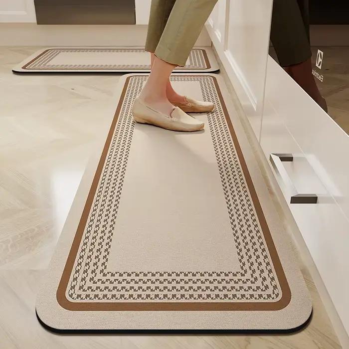 Tapis de sol long pour cuisine, très absorbant et facile à nettoyer, tapis d'entrée pour armoire de buanderie, décoration de maison simple et luxueuse
