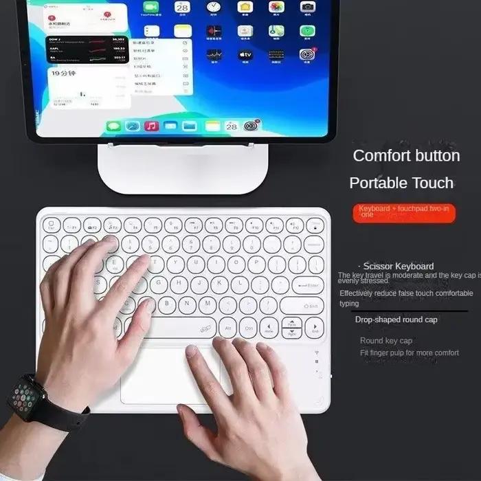 Espagnol/hébreu/russe/Portuguese mignon chapeau rond clavier Bluetooth rétro-éclairé avec pavé tactile pour tablette iPad ordinateur portable IOS Android