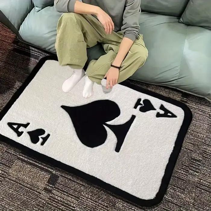 Tapis VIKAMA Ace of Spades 100% Polyester Tapis Créatif avec Motifs de Plantes Polyvalent pour Chambre, Salon, Cuisine, Salle de Bain et Extérieur