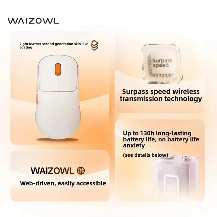 Souris de jeu sans fil Waizowl Cloud PAW3395 26K DPI