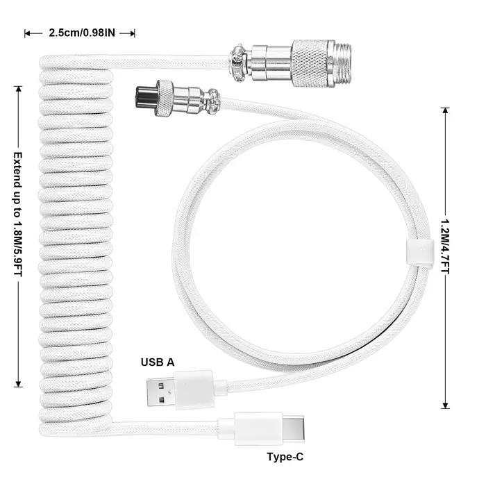 Câble de clavier enroulé de Type C vers USB-A