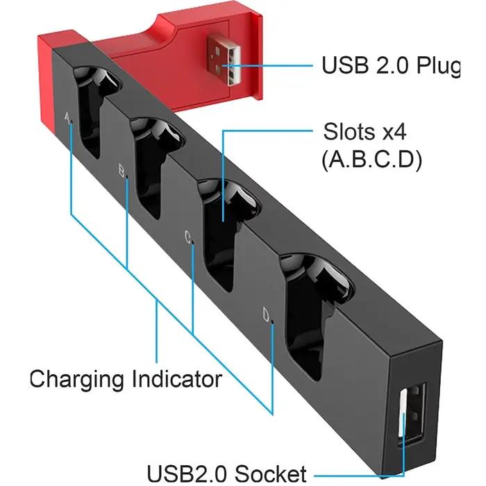Station de chargement IPEGA PG-9186 pour Switch & OLED - Charge jusqu'à 4 contrôleurs