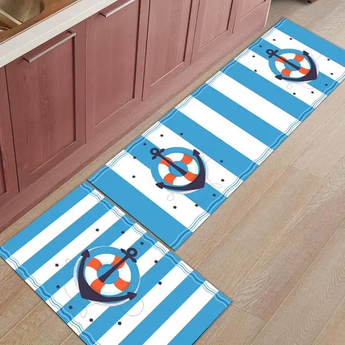 Tapis de Sol Bleu Foncé pour Cuisine, Polymères, Porte d'Entrée, Anti-Alde, HOArea lea, Décoration de Maison, 1 Pièce