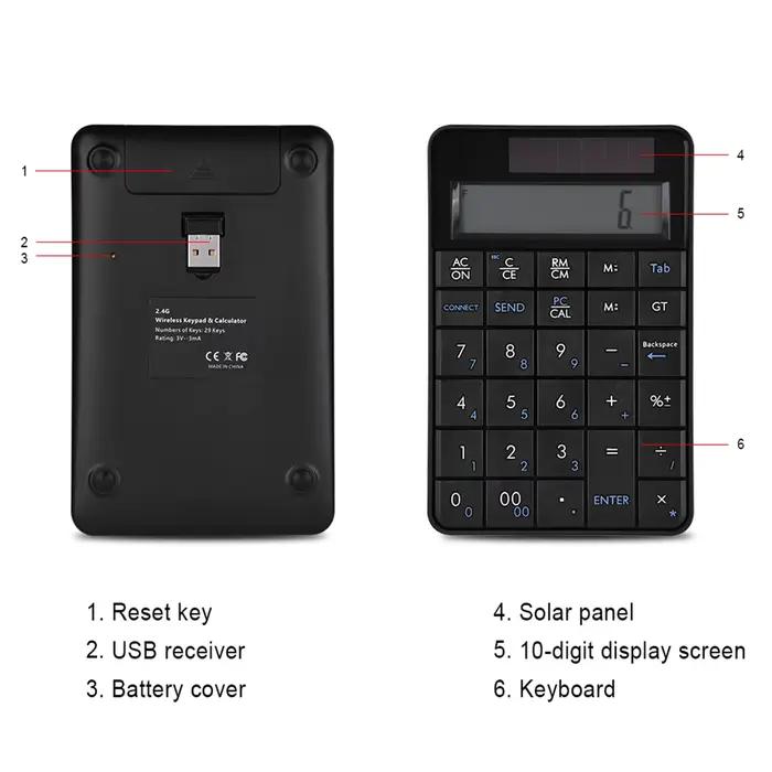 Clavier numérique Mini 2.4G USB sans fil 2 en 1 29 touches