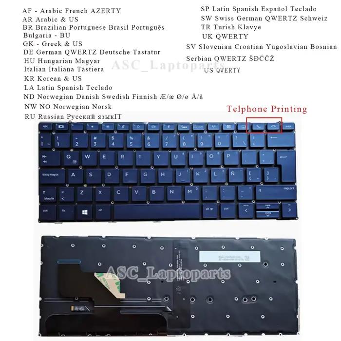 Nouveau clavier AF BR BU GR HU IT LA ND NW SP SW TR UK YU pour HP Elite Dragonfly G1