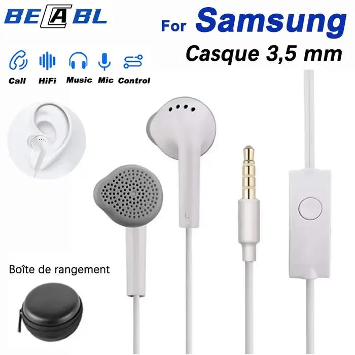Pour Samsung écouteur EHS61 S5830 3.5mm casque filaire avec micro pour Galaxy A15 A14 A06 A05 A25 A34 A13 A12 M15 M34 M14 S9 S10 Plus