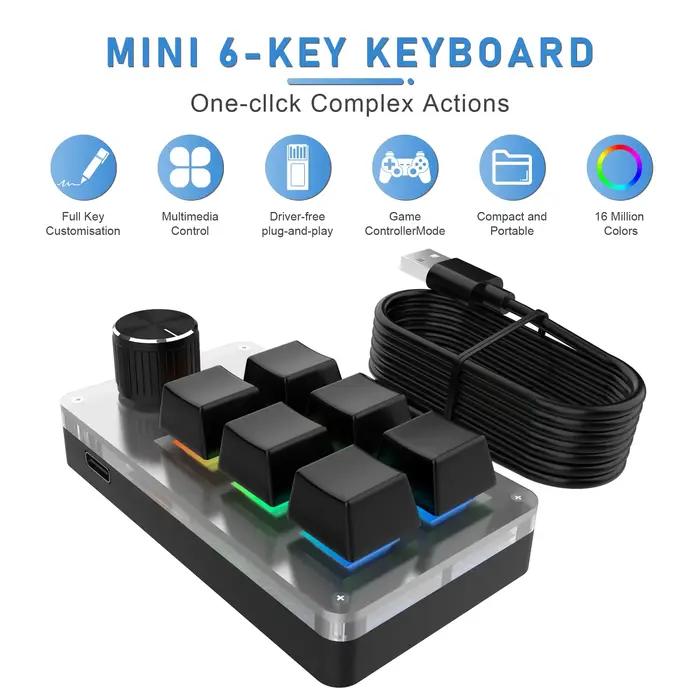 Mini clavier de programmation personnalisé 6 touches 1 bouton
