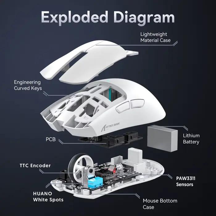 Souris de jeu légère ATTACK SHARK X11 - Tri-mode