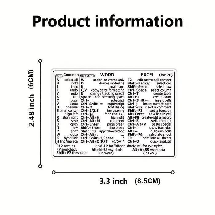 Autocollant de raccourci de clavier de référence pour ordinateur portable