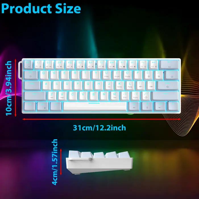Nouveau clavier mécanique filaire compact 60 % 2026 avec éclairage LED RGB USB Type-C en ABS