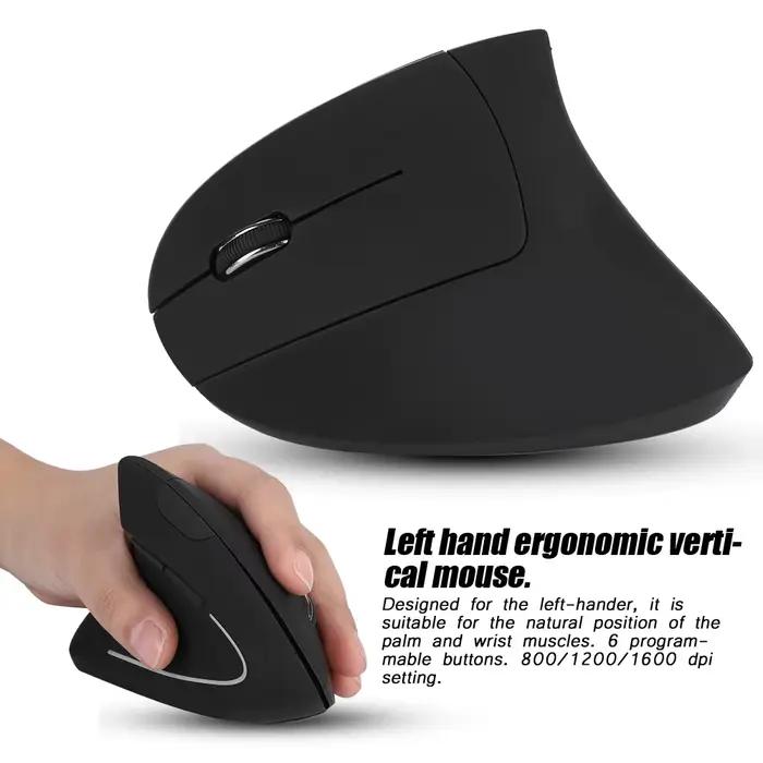 Souris gaucher gaucher 2.4GHz sans fil USB souris optique verticale ergonomique pour PC ordinateur portable souris optique sans fil