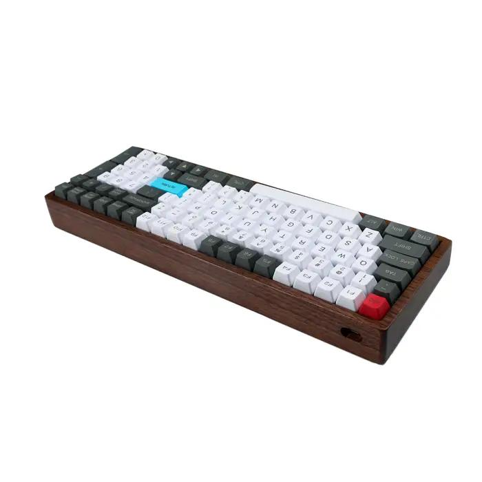 96 Clavier Hotswap avec boîtier en bois | QMK VIA Underglow RGB ANSI ISO PCB Alu plaque hêtre