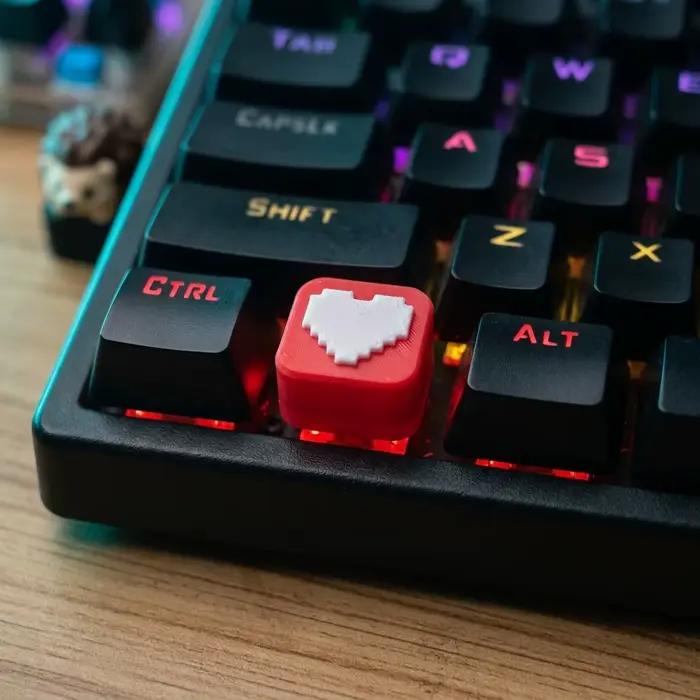 Clavier de jeu PC à axe croisé avec touches personnalisées Pixel Heart