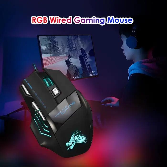 Souris de jeu avec rétroéclairage à 7 couleurs