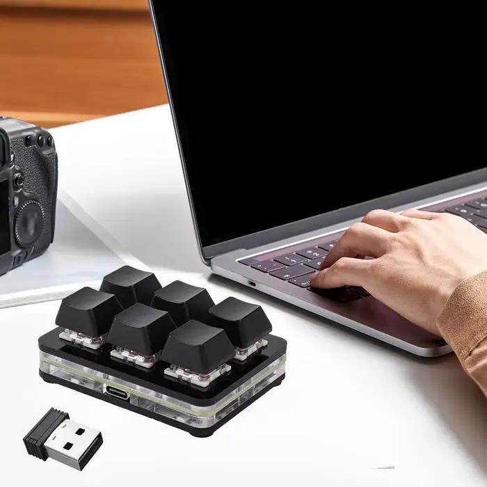 Accessoire Clavier Mécanique Sans Fil Bluetooth à 6 Touches Personnalisables Interface Type-C Pour Gamers Occasions Spéciales