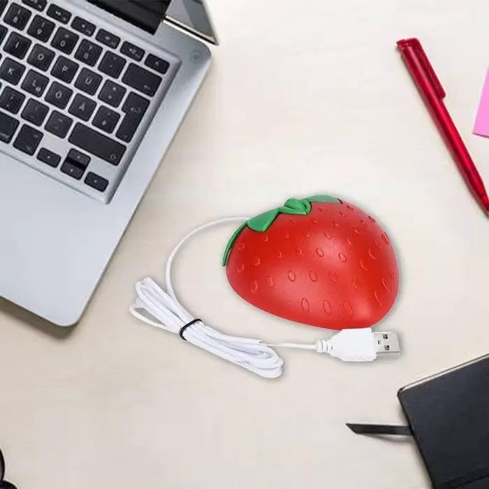 3D Mini mignon dessin animé fraise souris filaire USB