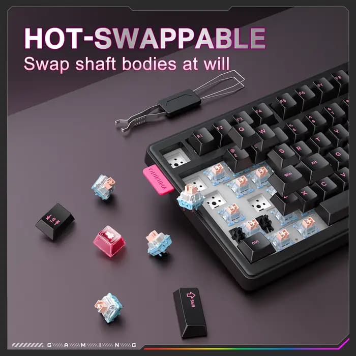 Onikuma 2025 nouveau clavier mécanique de jeu Mt706 Rgb 2.4g/filaire/Bt, clavier de jeu Pbt Rgb à 81 touches