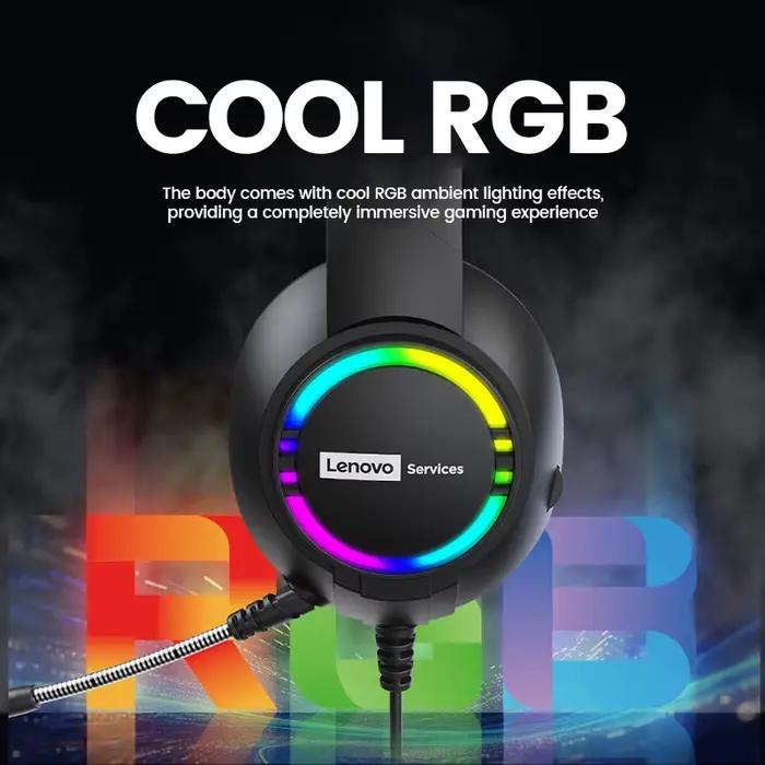 Lenovo E08 e-sports jeu filaire casque RGB lumière ordinateur portable 7.1 effets sonores Surround virtuels