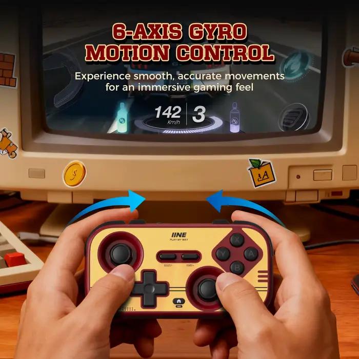Contrôleur de poche rouge rétro INE-Joysticks à effet Hall