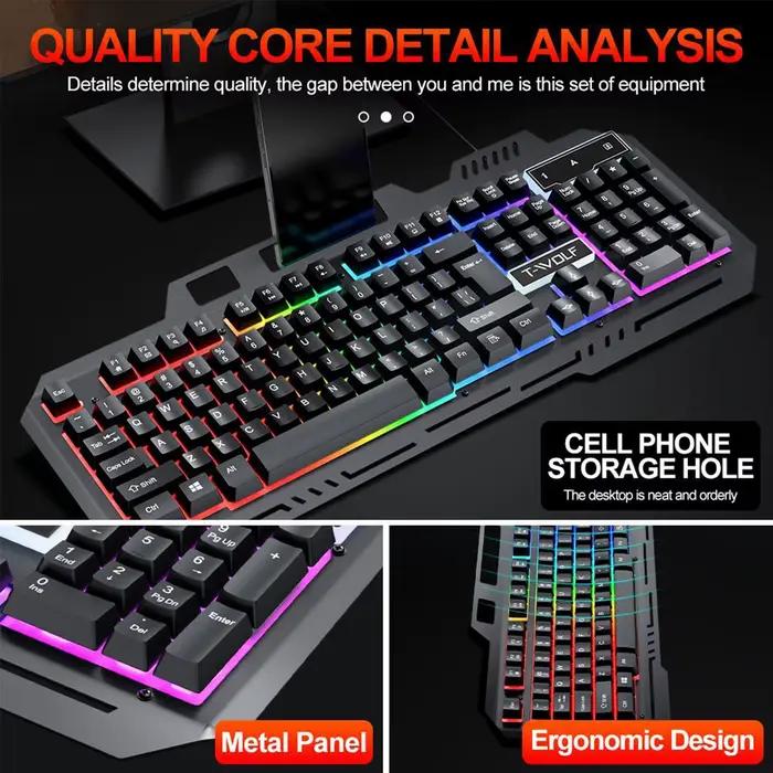 Combo clavier et souris de jeu 104 touches avec rétroéclairage RGB