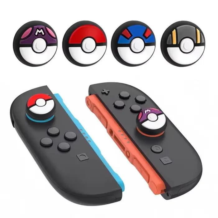 Capuchons de joystick en silicone Poke Ball Anime pour Nintendo Switch 2 2025 – Protège-joysticks Joy-Con de dessin
