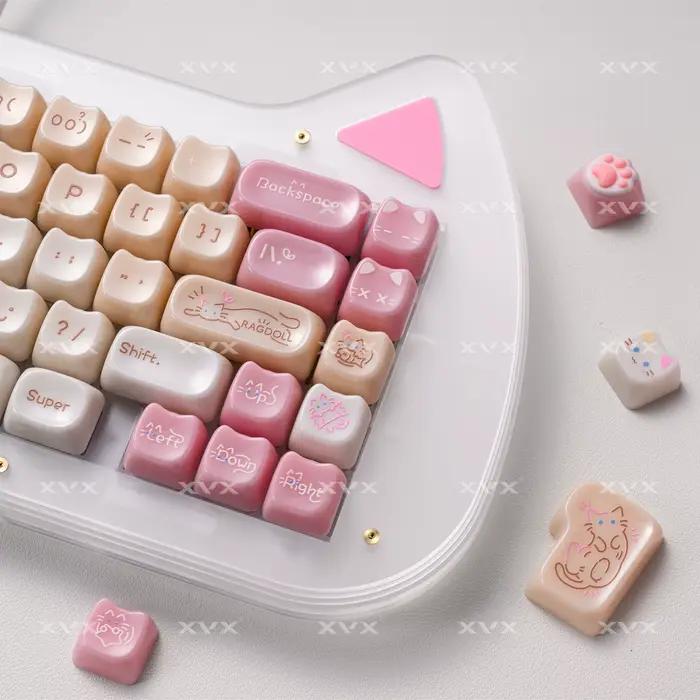 XVX 148 touches chat thème Keycaps MAO profil clé capuchon coréen brillant mignon Keycap pour clavier 61 64 68 78 87 96 98 104 108