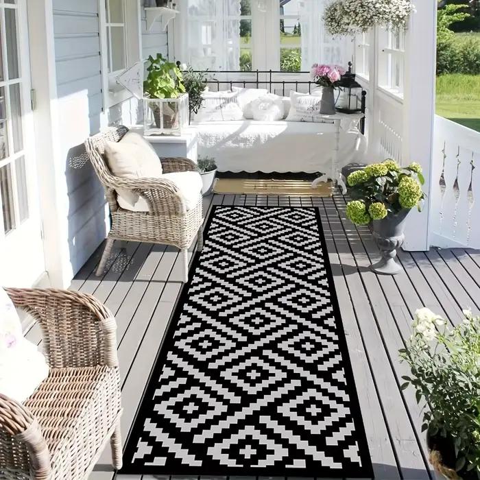Tapis d'extérieur à motif géométrique en velours cristal, pour la maison, le salon, le balcon, grande taille, pour Camping, pique-nique, décoratif, lavable